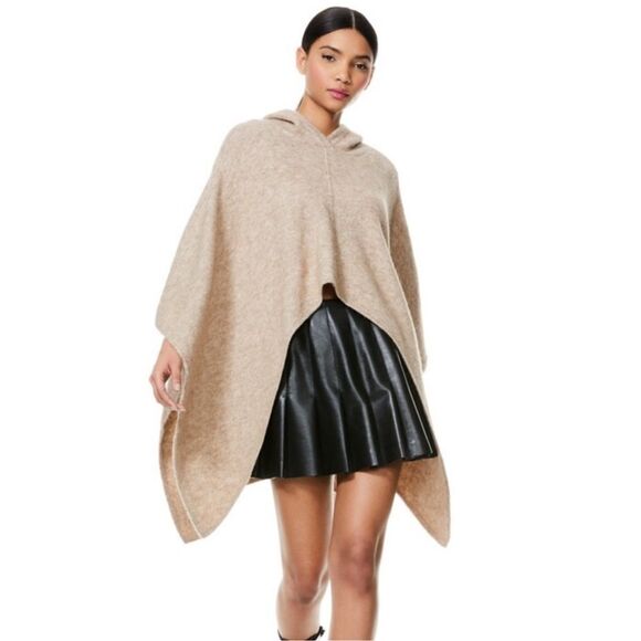 ALICE + OLIVIA Zandra Hooded Pullover Poncho wool alpaca blend size M/L NWT - Picture 3 of 10